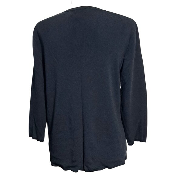 Black Finity Womens Button-Up Cardigan Sweater 1X Glass Beaded Rayon & Nylon Lig - Picture 4 of 9